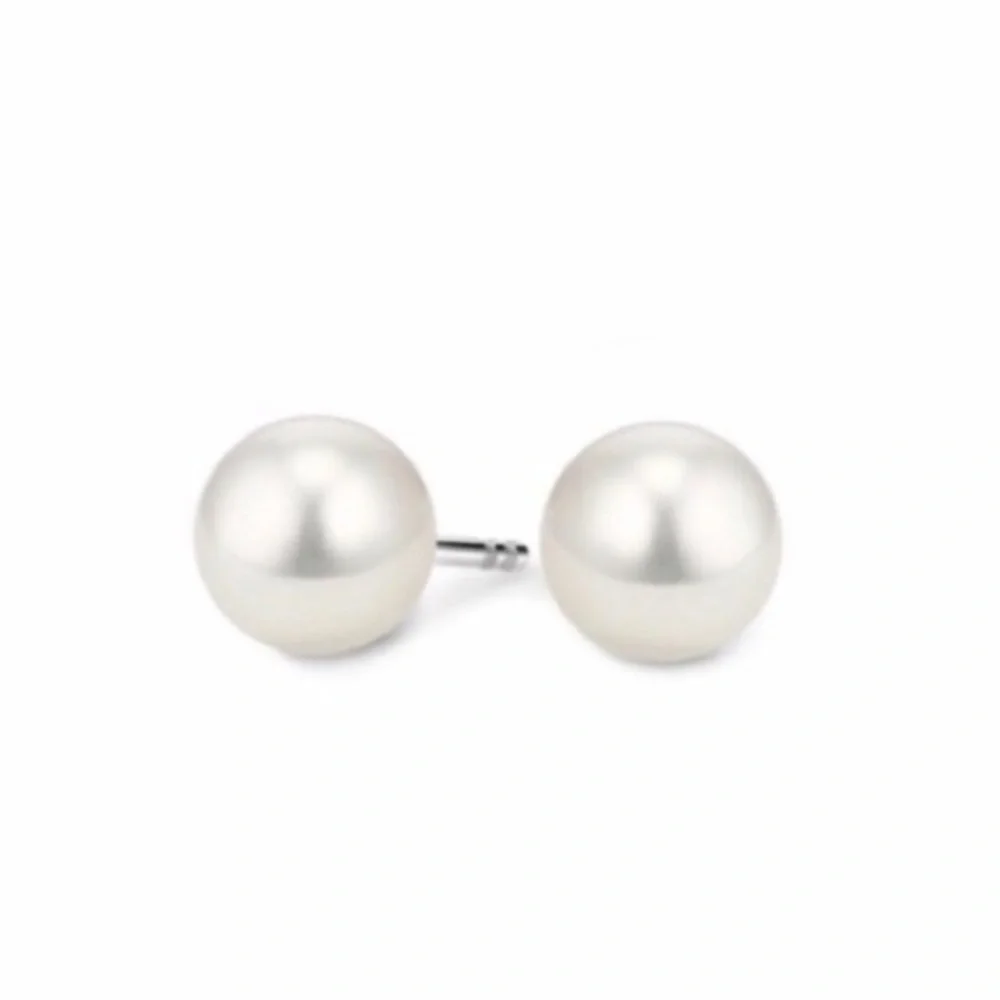 Renaissance Freshwater Pearl Stud Earrings 14k White Gold And Sterling Silver